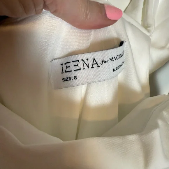 IEENA MAC DUGGAL 26517 White Foldover Asymmetric Ruched High Slit Jersey Gown 8 - Picture 4 of 7